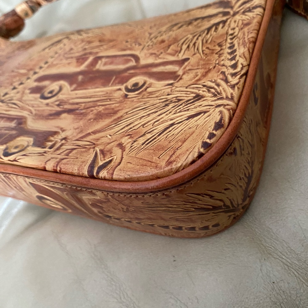 LKNW Brahmin Vintage Copper Copa Cabana Shoulder Bag Leather Palm Car - Picture 7 of 13